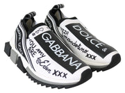 Dolce & Gabbana White Black Slip On Sorrento Sneakers