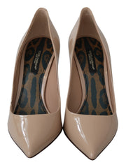 Dolce & Gabbana Beige Patent Leather Stiletto Heel Pumps