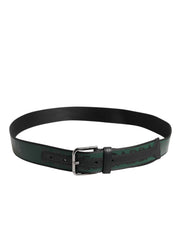 Dolce & Gabbana Green Black Polyester DG Logo Buckle Belt