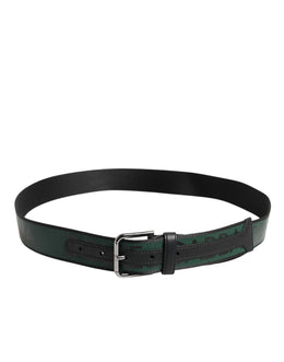 Dolce & Gabbana Green Black Polyester DG Logo Buckle Belt