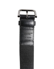 Dolce & Gabbana Black Blue DG Logo Silver Metal Buckle Belt