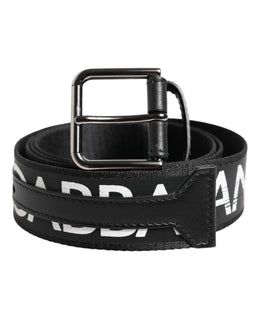 Dolce & Gabbana Black White DG Logo Brass Metal Buckle Belt