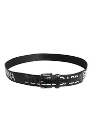 Dolce & Gabbana Black White DG Logo Brass Metal Buckle Belt