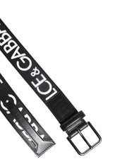 Dolce & Gabbana Black White DG Logo Brass Metal Buckle Belt