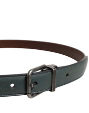 Dolce & Gabbana Green Classic Leather Metal Buckle Belt