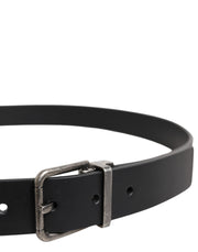 Dolce & Gabbana Black Classic Leather Metal Buckle Belt