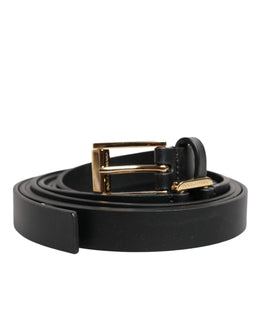 Dolce & Gabbana Black Double Strap Leather Gold Buckle Belt