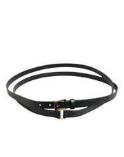 Dolce & Gabbana Black Double Strap Leather Gold Buckle Belt