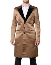 Dolce & Gabbana Brown Silk Single Breasted Trench Coat  Jacket