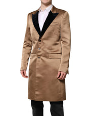 Dolce & Gabbana Brown Silk Single Breasted Trench Coat  Jacket