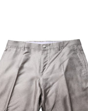 Dolce & Gabbana Light Gray Jacquard Silk Dotted 2 Piece Suit