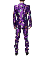 Dolce & Gabbana Purple Silk Animal Print 3 Piece Suit