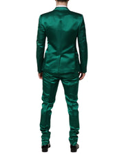 Dolce & Gabbana Green Silk 3 Piece Single Breasted Suit