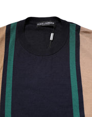 Dolce & Gabbana Multicolor Stripes Crew Neck Pullover Sweater