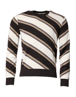 Dolce & Gabbana Multicolor Stripes Crew Neck Pullover Sweater