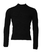 Dolce & Gabbana Black Wool Knit Crew Neck Pullover Sweater