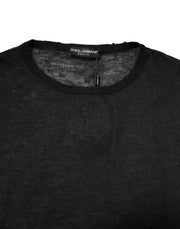 Dolce & Gabbana Black Polyester Crew Neck Pullover Sweater