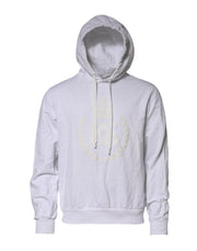 Dolce & Gabbana White Embossed Logo Hooded Sweatshirt Sweater