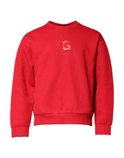Dolce & Gabbana Red Embossed Logo Cotton Crew Neck Sweater