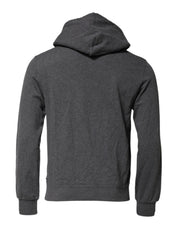 Dolce & Gabbana Gray Logo Patch Hooded Sweatshirt Sweater