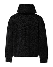 Dolce & Gabbana Black Leopard Full Zip Hooded Sweatshirt Sweater