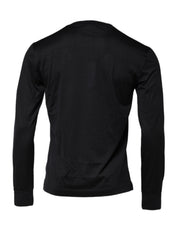 Dolce & Gabbana Dark Blue Silk Crew Neck Men Pullover Sweater