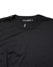 Dolce & Gabbana Dark Blue Silk Crew Neck Men Pullover Sweater