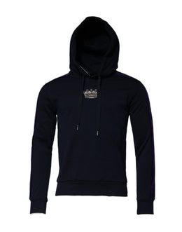 Dolce & Gabbana Black Crown Cotton Hooded Sweatshirt Sweater