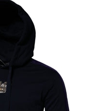 Dolce & Gabbana Black Crown Cotton Hooded Sweatshirt Sweater