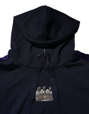 Dolce & Gabbana Black Crown Cotton Hooded Sweatshirt Sweater