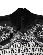 Dolce & Gabbana Black White Bandana Print Full Zip Sweater