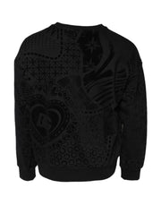 Dolce & Gabbana Black Printed Crew Neck Sweatshirt Sweater