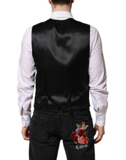 Dolce & Gabbana Black Lurex Dress Formal Men Waistcoat Vest
