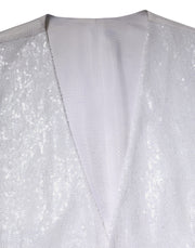 Dolce & Gabbana White Sequined Dress Formal Waistcoat Vest