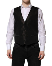 Dolce & Gabbana Dark Brown Dress Formal Men Waistcoat Vest