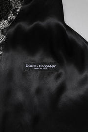 Dolce & Gabbana Black Gray Brocade Formal Men Waistcoat Vest