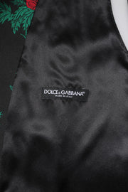 Dolce & Gabbana Red Floral Brocade Formal Men Waistcoat Vest