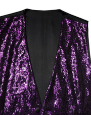 Dolce & Gabbana Purple Sequined Dress Formal Waistcoat Vest