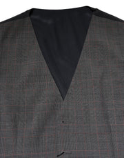 Dolce & Gabbana Gray Plaid Wool Formal Dress Waistcoat Vest