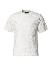 Dolce & Gabbana White Cotton Logo Embossed Crew Neck T-shirt