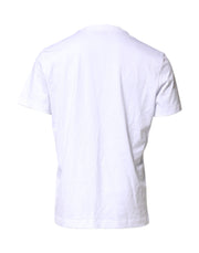 Dolce & Gabbana White Logo Embroidery Crew Neck T-shirt