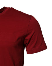 Dolce & Gabbana Red Cotton Short Sleeves Crew Neck T-shirt