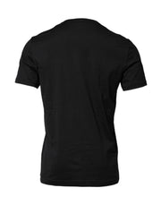 Dolce & Gabbana Black Cotton Embroidered Crew Neck T-shirt