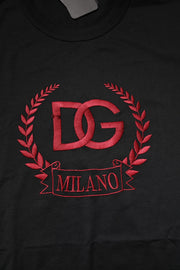 Dolce & Gabbana Black Cotton Embroidered Crew Neck T-shirt