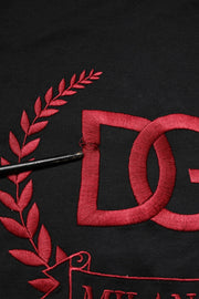 Dolce & Gabbana Black Cotton Embroidered Crew Neck T-shirt