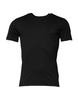 Dolce & Gabbana Black Cotton Short Sleeves Round Neck T-shirt