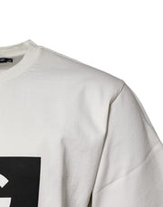 Dolce & Gabbana White Cotton DG Logo Print Round Neck T-shirt