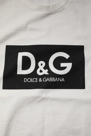 Dolce & Gabbana White Cotton DG Logo Print Round Neck T-shirt