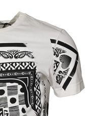 Dolce & Gabbana White Cotton Logo Bandana Print T-shirt