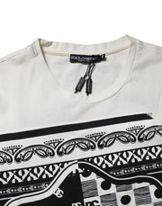 Dolce & Gabbana White Cotton Logo Bandana Print T-shirt